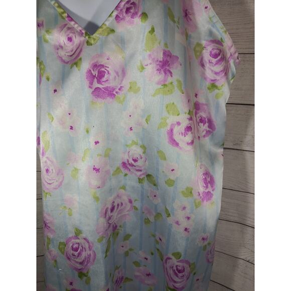 Vintage Baby Blue & Purple Floral Plus Size Slip Dress Nightie Fairy Y2K Sz 2X - Picture 5 of 7